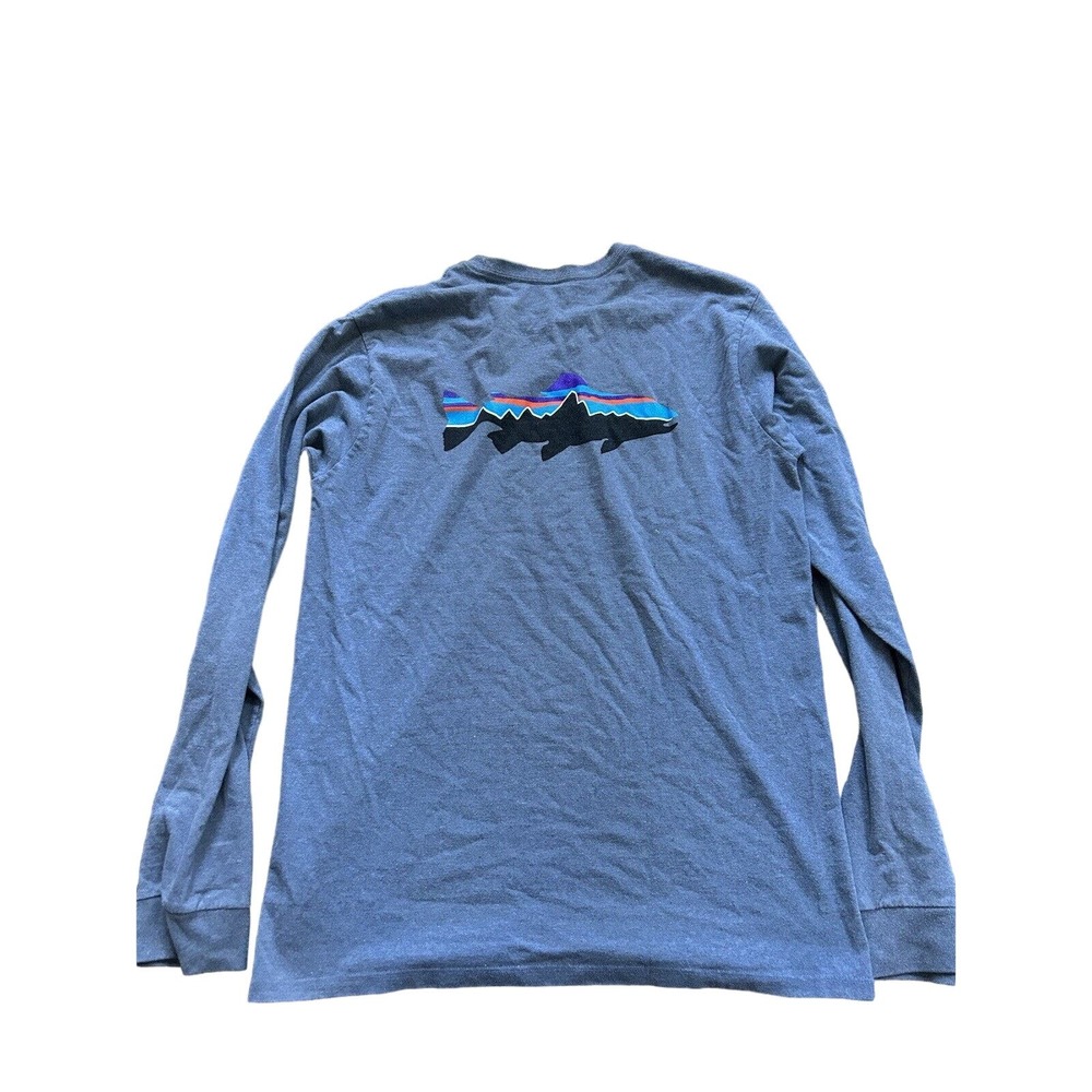 Patagonia T-shirt Mens XS Womens Small Blue Trout Fish Logo Responsibili-Tee‎